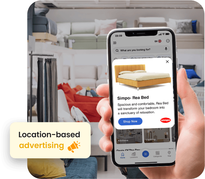 Indoor proximity advertising interface
