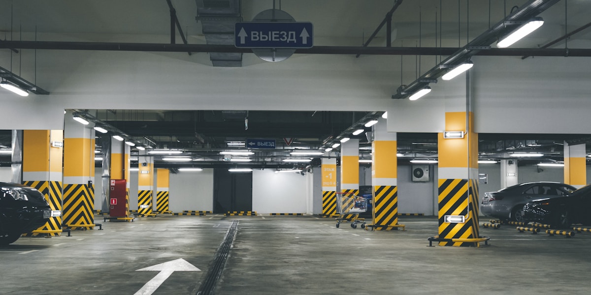 Modern parking garage with AI-powered navigation